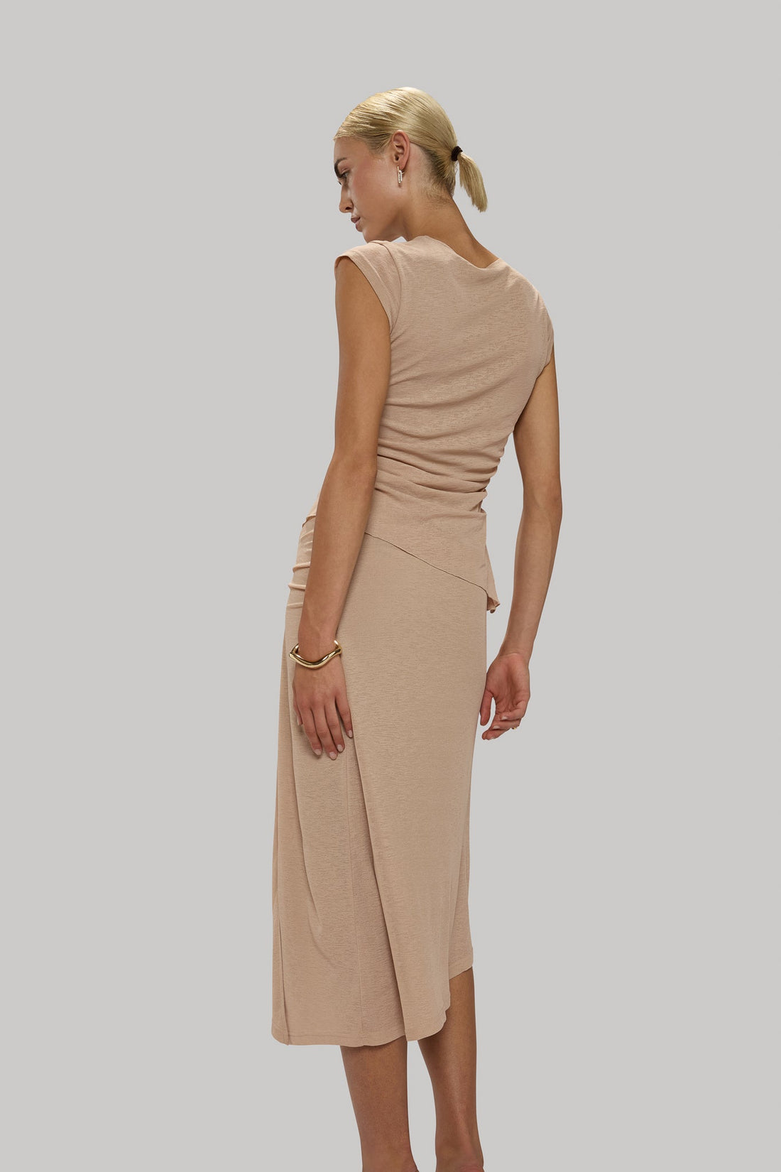 Slinky Ruched Cap Sleeve Tee - Jasmine Elaine